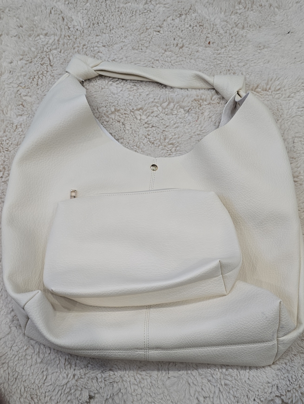 Anthropologie Cream Knotted Shoulder Hobo with Front Pouch